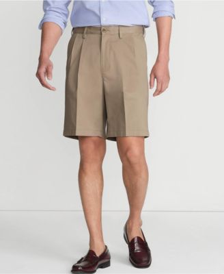 Men's No Iron 9" Comfort Waist Pleated Front Chino Short