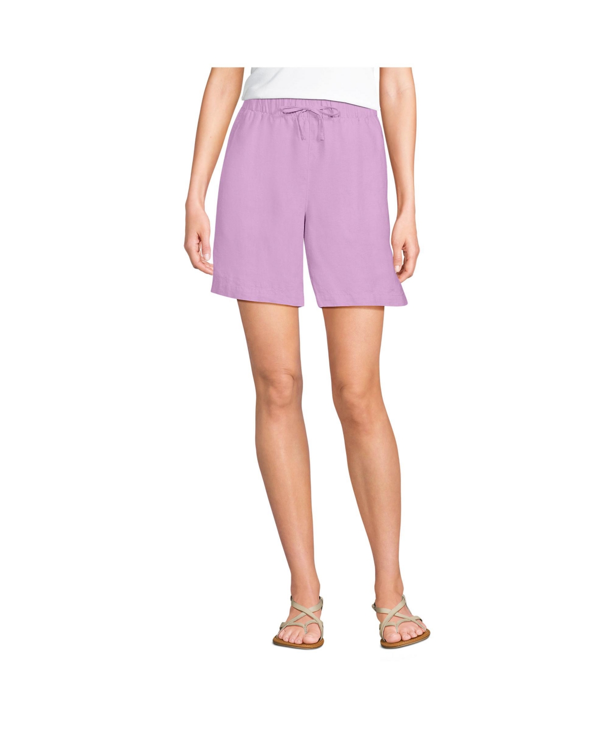 Women's Linen High Rise Pull On 7&#x22; Shorts - Wild lilac