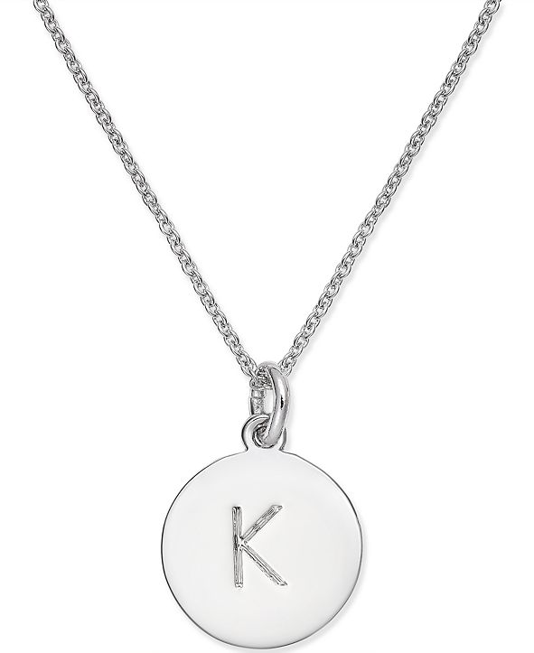 kate spade new york Silver-Tone Disc Initials 18" Pendant ...