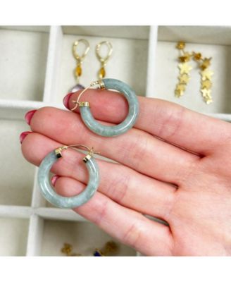 Jade Hoop Earrings 25 millimeters