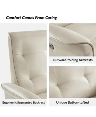 Leather USB & Type-C Charging Rodrigue Modern Swivel Power Recliner