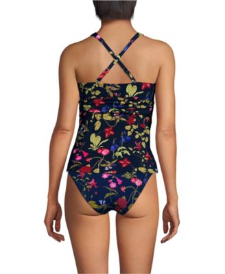 Women's V-Neck Plunge X Back Tankini Top