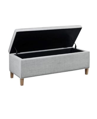 Rectangular Upholstered Storage Bench with Soft Close Lid, Solid Wood Legs for Entryway, Bedroom, or Living Room-The Pop Home