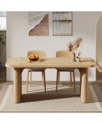 rectangular for 4–6 with double pedestal, wood and metal, 62-inch dining table for kitchen, dining or living room use