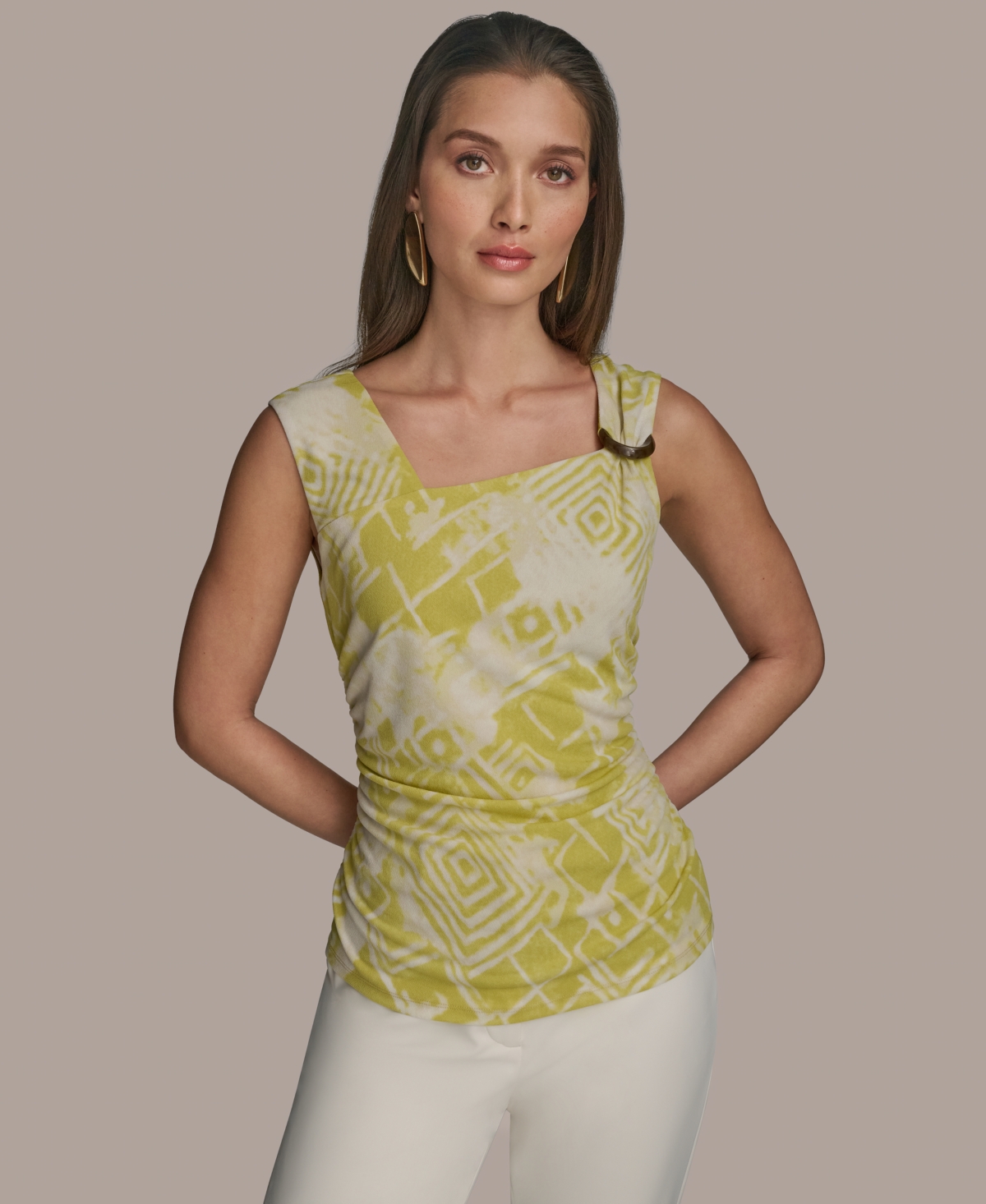 Women's Sleeveless Printed Knit Top - Scffd Citron Multi