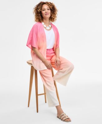 Women's Ombre Crinkle Tie-Front Jacket, Exclusively at Macy's