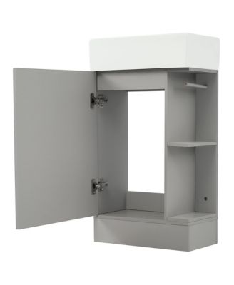 18.6" Bathroom Vanity with Sink, Bathroom Vanity Cabinet with Two-tier Shelf, Left or Right Orientation