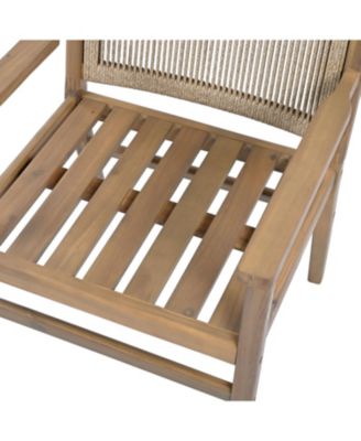Streamdale Acacia Wood Armchairs with Rope Back and Cushions, Set of 2