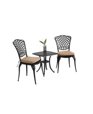 Streamdale Rustproof Patio Bistro Set 2 Chairs, Round Table w/ Cushions