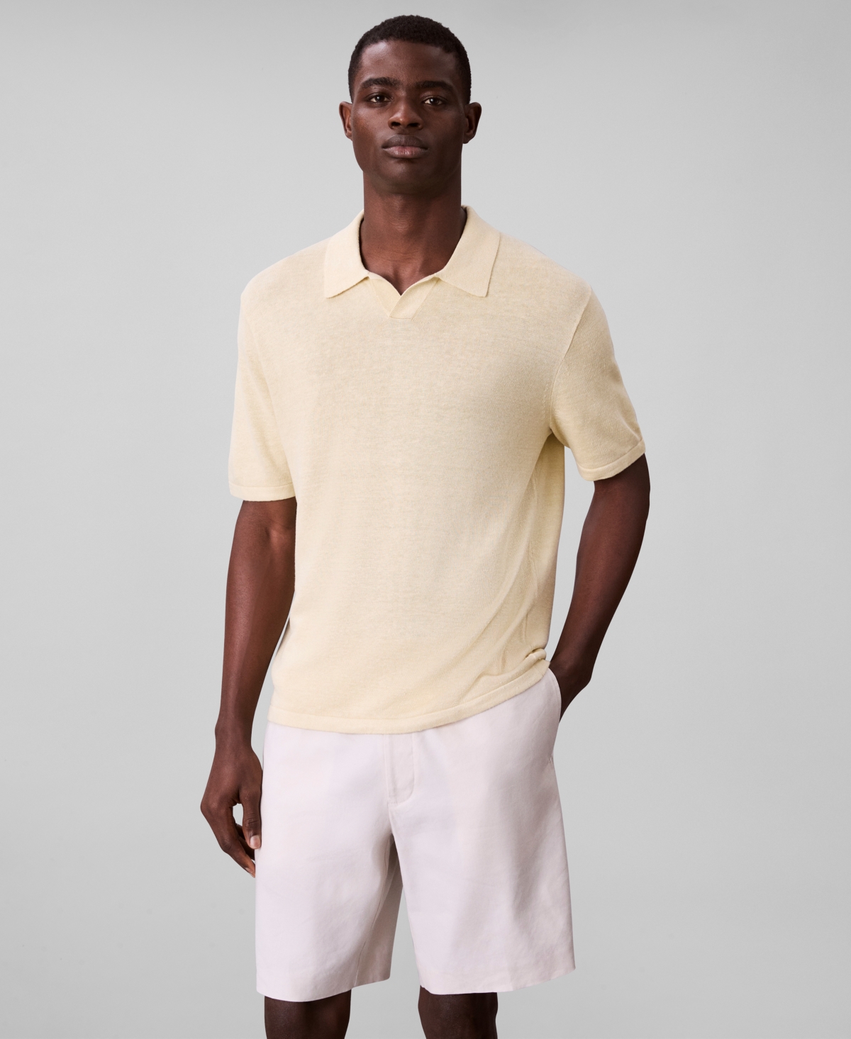 Calvin Klein Men's Textured Pullover Open-collar Polo Shirt