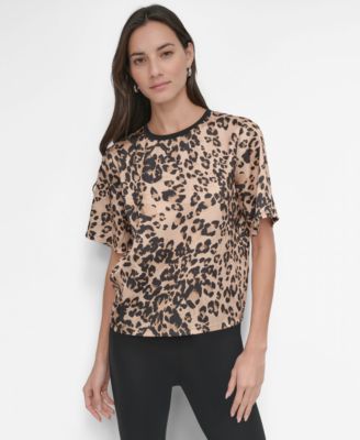 DKNY - Women's Brushstroke-Print Short-Sleeve Top