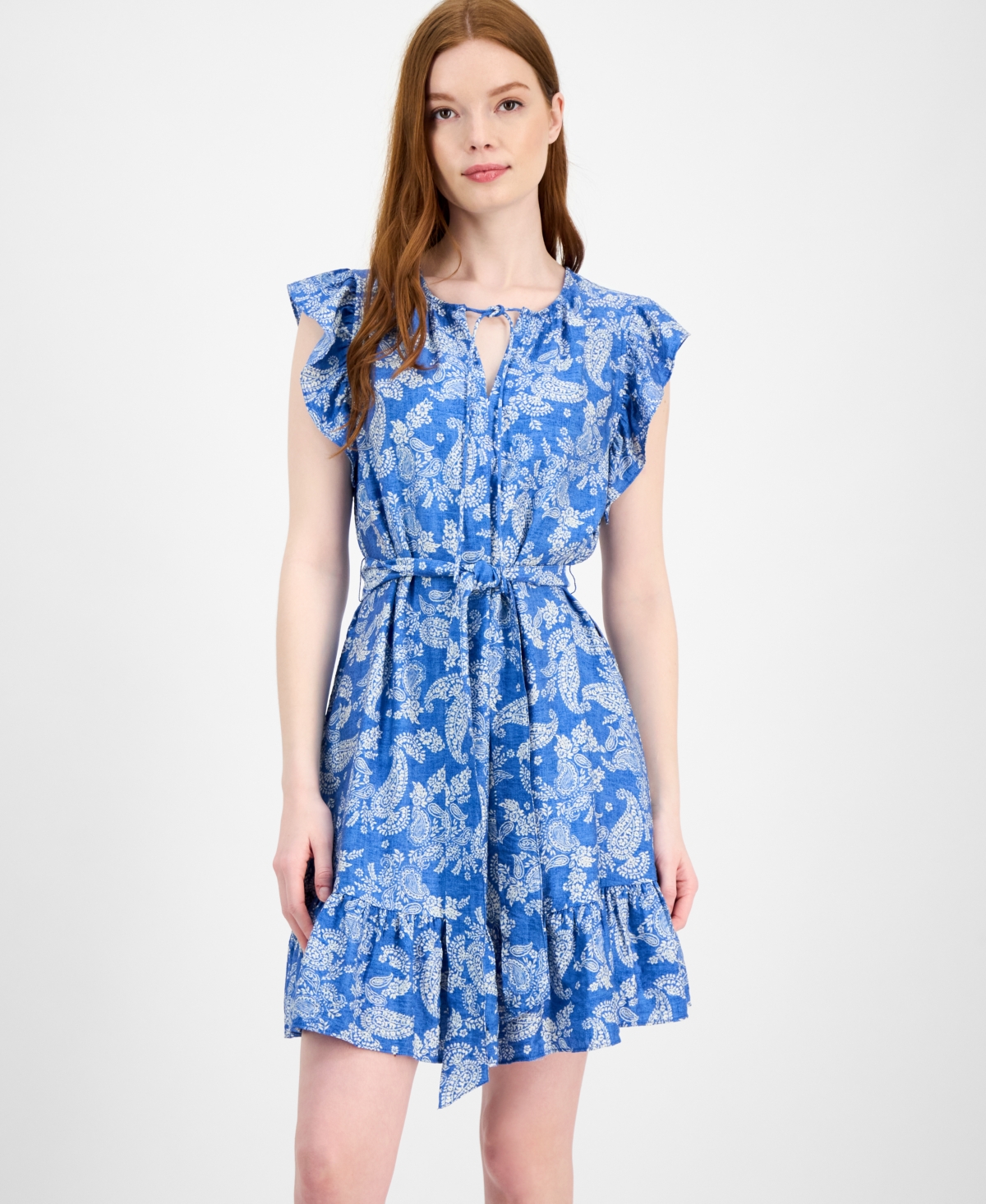 Tommy Hilfiger Women's Paisley-print Flutter-sleeve Dress