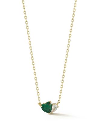 Plated Sterling Dainty Two-Stone Heart Necklace