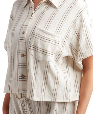 Juniors' Striped Short-Sleeve Shirt