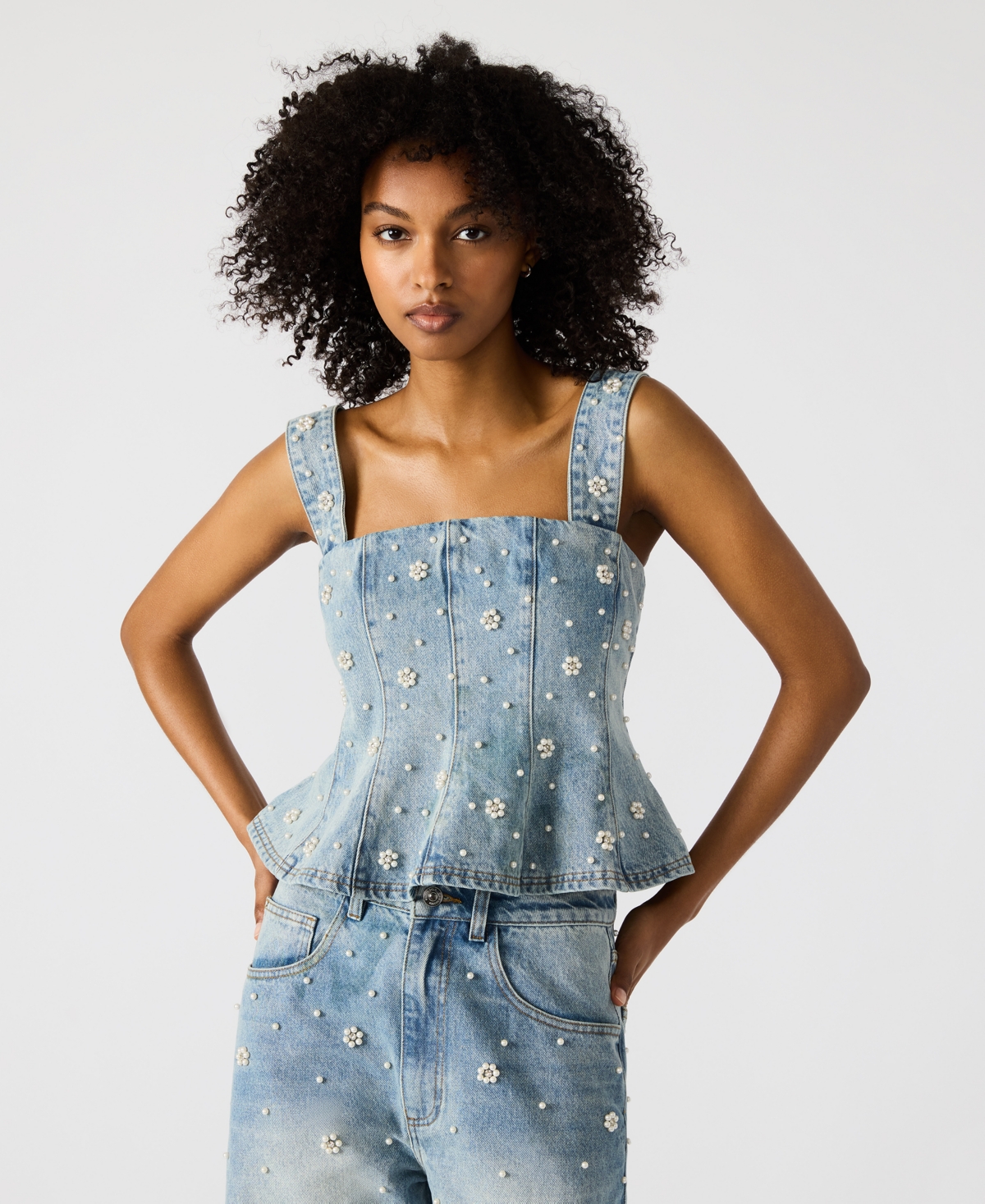Women's Fiorella Denim Peplum Top - Coastal Buffalo