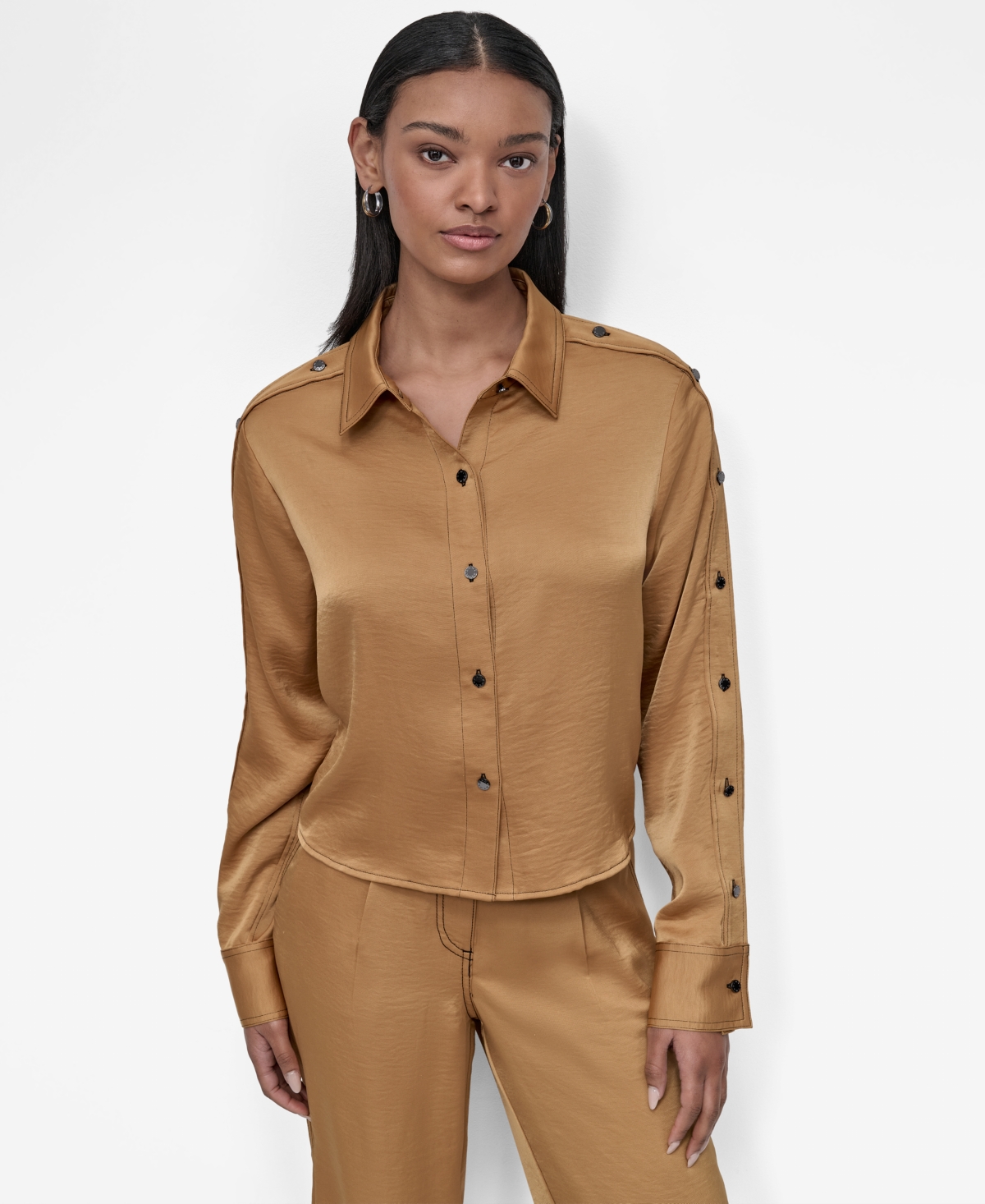 Women's Glazed Dressing Shirt - Whiskey