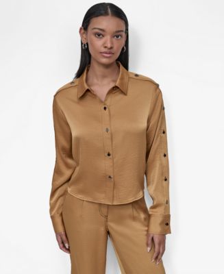dkny サテン　レーヨン DKNY Women's Glazed Dressing Shirt - Macy's