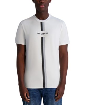KARL LAGERFELD PARIS - Men's Short Sleeve Crewneck Racing Stripe Logo T-Shirt