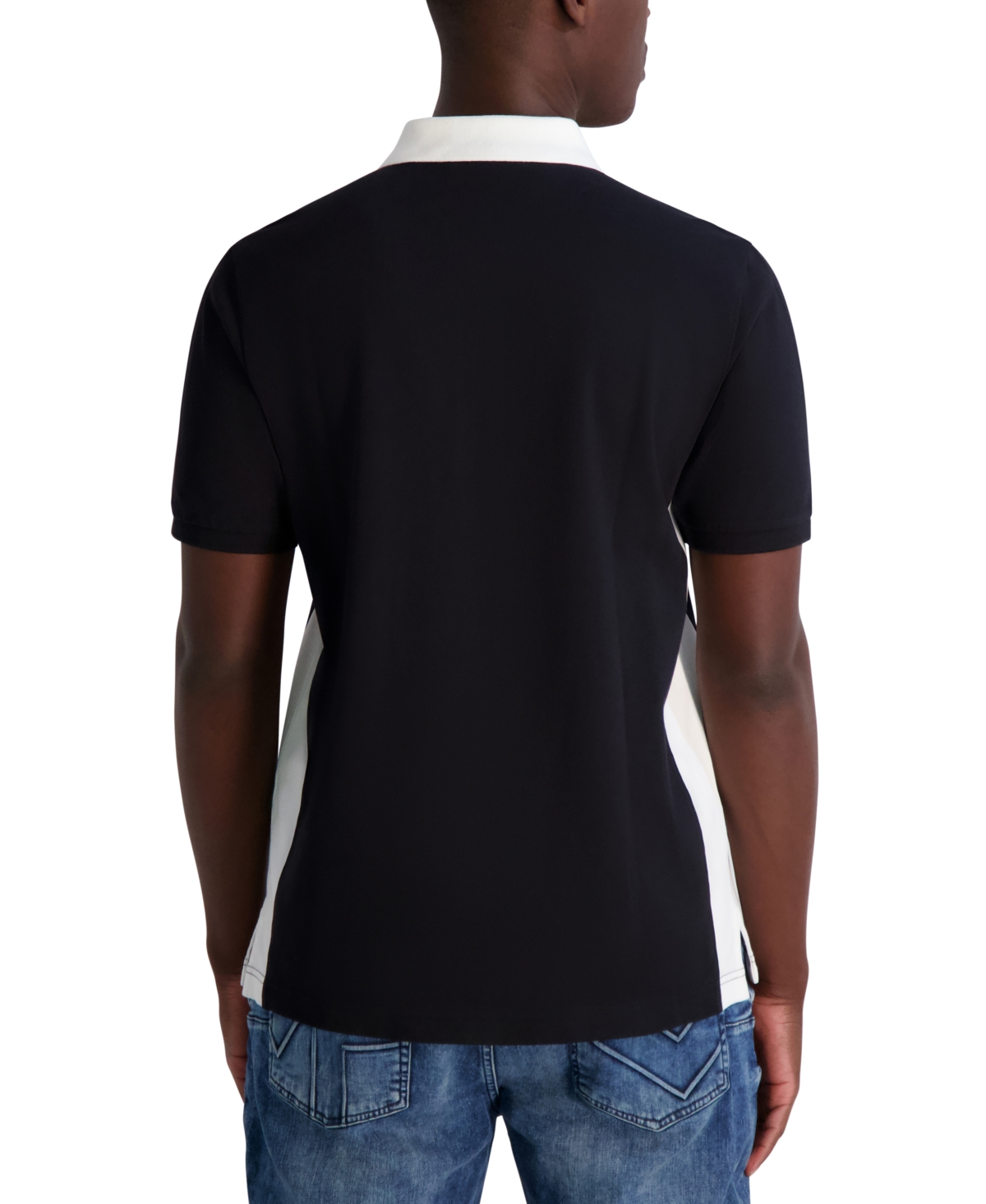Karl Lagerfeld Paris Colorblock Stretch Cotton Zip Polo