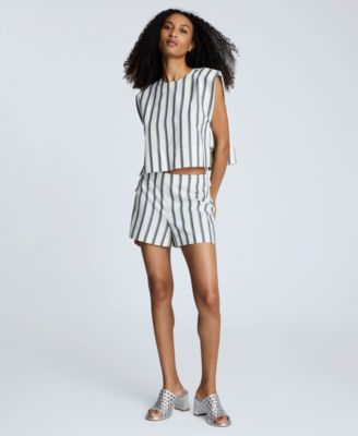 Women's Side-Zip Striped Shorts