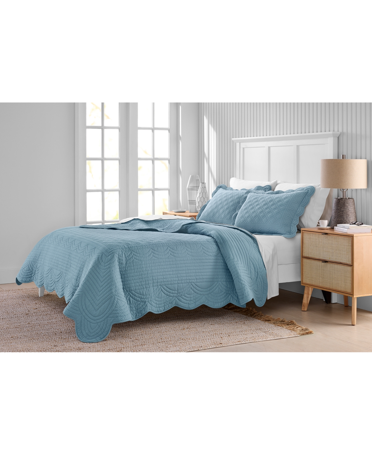 Macy's Charter Club Bailey Scallop 2-pc. Quilt Set, Twin, Exclusively At  In Blue