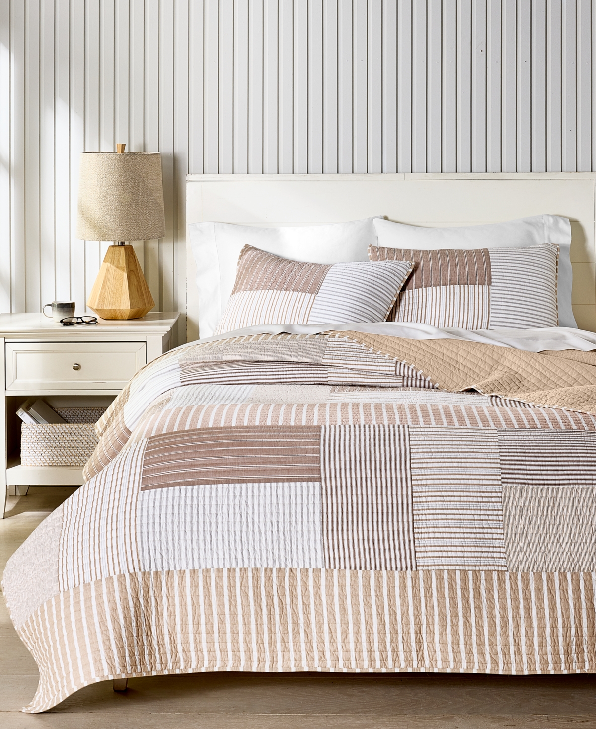 Charter Club Seaside Patchwork 3-pc. Quilt Set, King, Exclusively At Macy's In Sand