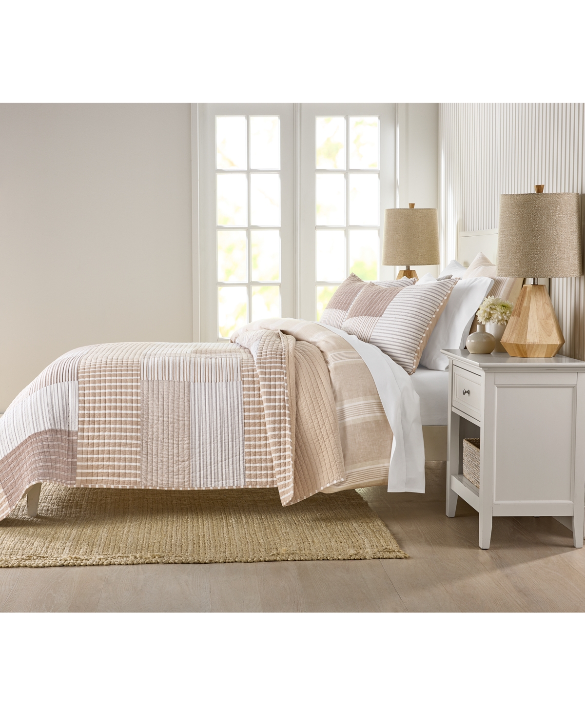 Charter Club Seaside Patchwork 3-pc. Quilt Set, King, Exclusively At Macy's In Sand