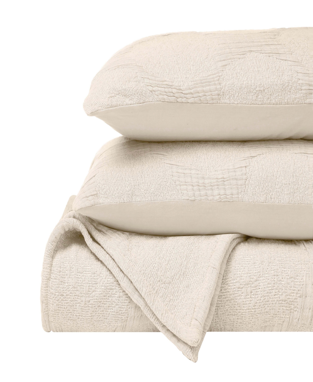 Superior Tanta Crinkle Woven 3-pc. Coverlet Set, King In Neutral