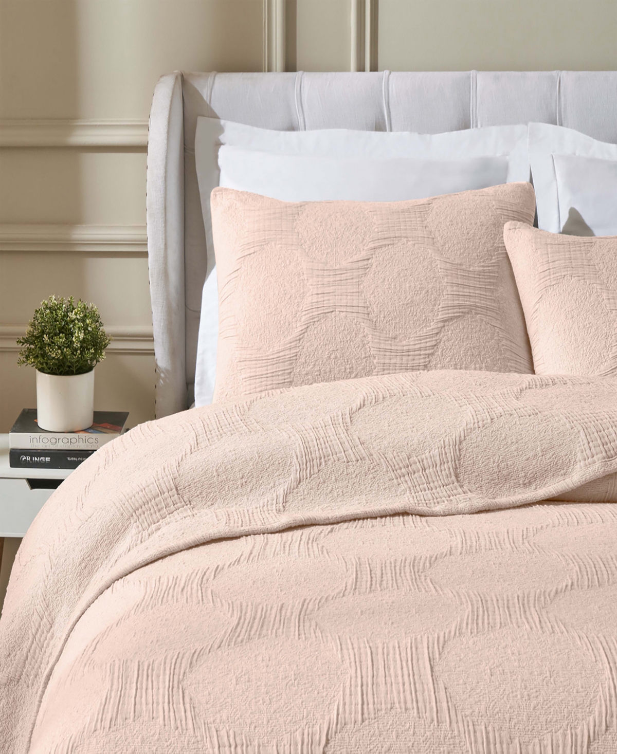 Superior Tanta Crinkle Woven 3-pc. Coverlet Set, Queen In Pink