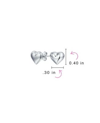 Set of 2 Double Open Heart Puffed Stud Earrings in Rose Gold Plated Sterling Silver