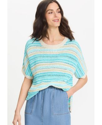 Women's Striped Dolman Tape Yarn Sweater