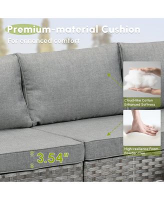 Patio Furniture Set,6 Piece Outdoor Sectional Sofa Couch Set,Patio Conversation Set with Modular Wicker Chairs,Widened Armrest,Side Table,Orange Red