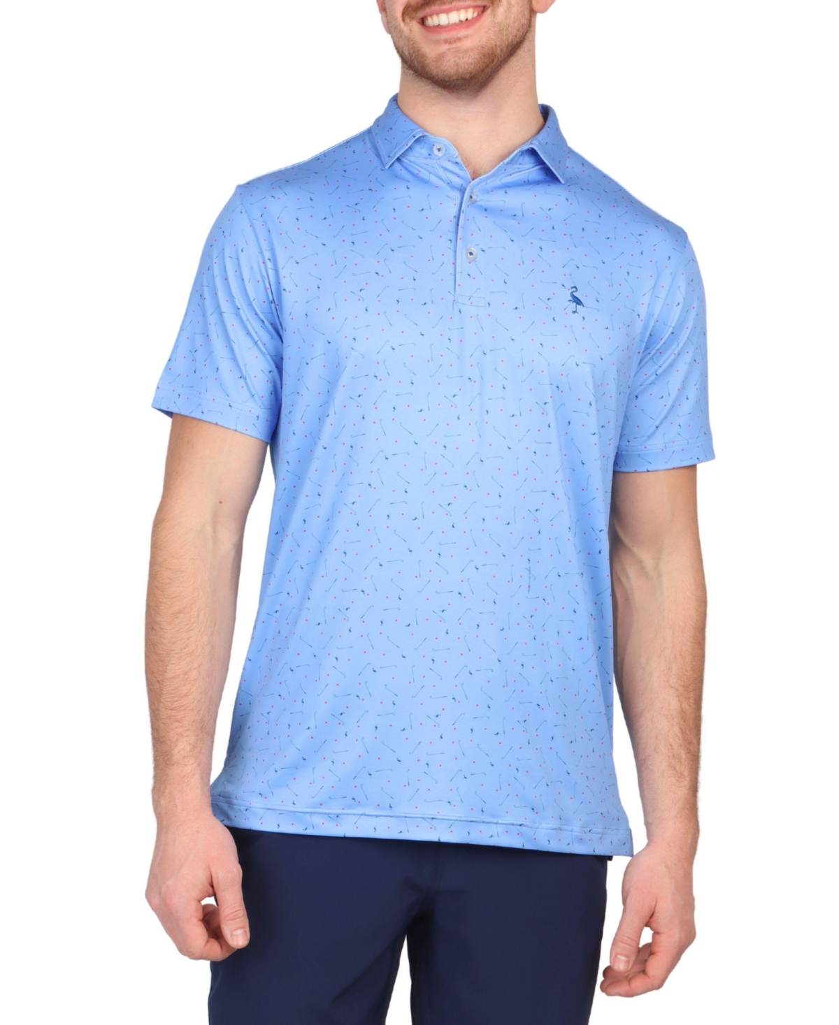 Men's Scattered Golf Clubs Printed Performance Polo - Blue