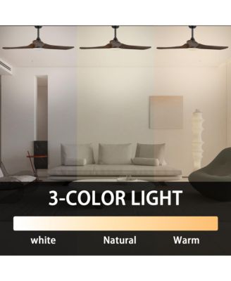 60 inch lighted ceiling fan, indoor and outdoor use, with remote control, reversible DC motor, noiseless, suitable for bedroom, living room, terrace, porch, solid wood, natural