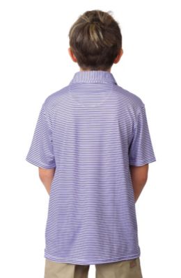 Boys Multi Stripes Printed Performance Short Sleeve Polo