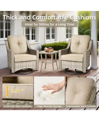 5 Piece Outdoor Patio Furniture Set,Wicker Conversation Set with Swivel Rocker Chairs,Ottomans and Side Table for Outside Porch Balcony Backyard