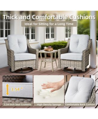 5 Piece Outdoor Patio Furniture Set,Wicker Conversation Set with Swivel Rocker Chairs,Ottomans and Side Table for Outside Porch Balcony Backyard