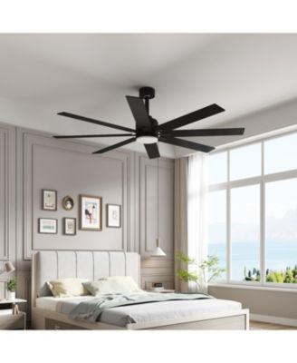 72" Ceiling Fan with Light, Solid Wood Blades, Quiet Reversible DC Motor, Remote Control, Indoor/Outdoor for Bedroom, Living Room & Porch.