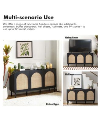 Ulysses Modern 56”Wide Sideboard with 3 Doors and Solid Wood Legs