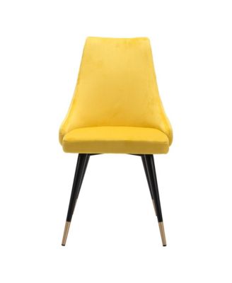 Set of Two Tufted Upholstered Velvet Windsor Back Dining Side Chairs