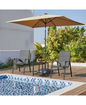 Set of 2 Outdoor Texteline Stackable Dining Chairs, Gray