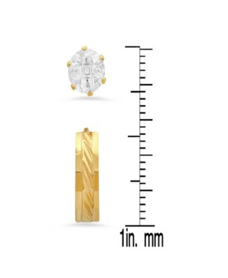 Women's 2 Pieces Set Simulated Diamonds Studs and Diamond Cut Huggie Earrings