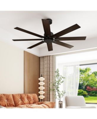 65 inch ceiling fan without light, can be used both indoors and outdoors, with remote control, reversible DC motor, no noise, suitable for bedroom, living room, terrace, porch, solid wood, black