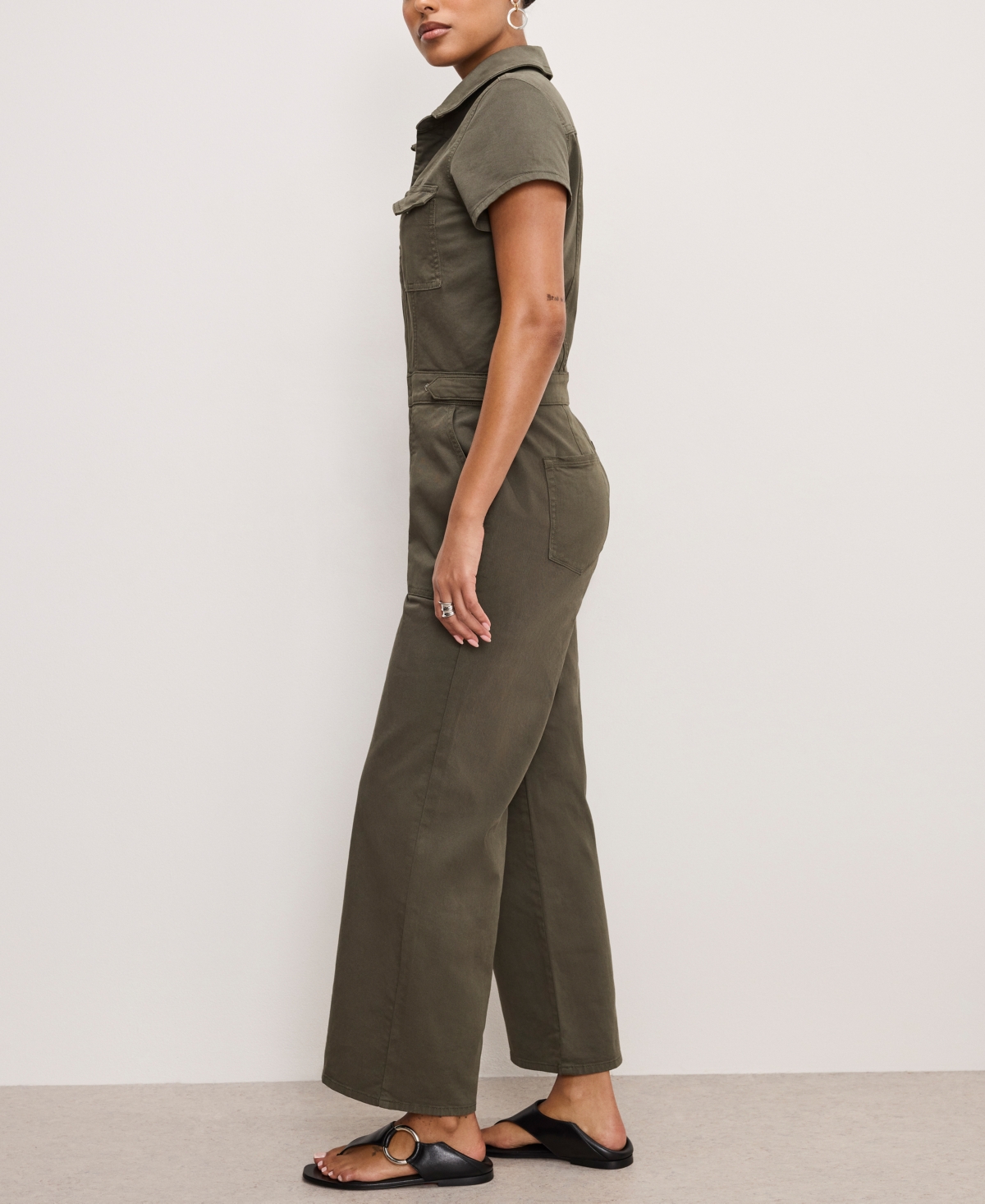GOOD AMERICAN WOMEN'S FIT FOR SUCCESS TWILL PALAZZO CROPPED JUMPSUIT 