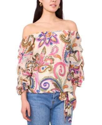 Vince Camuto - Women's Paisley-Print Off-The-Shoulder Blouse