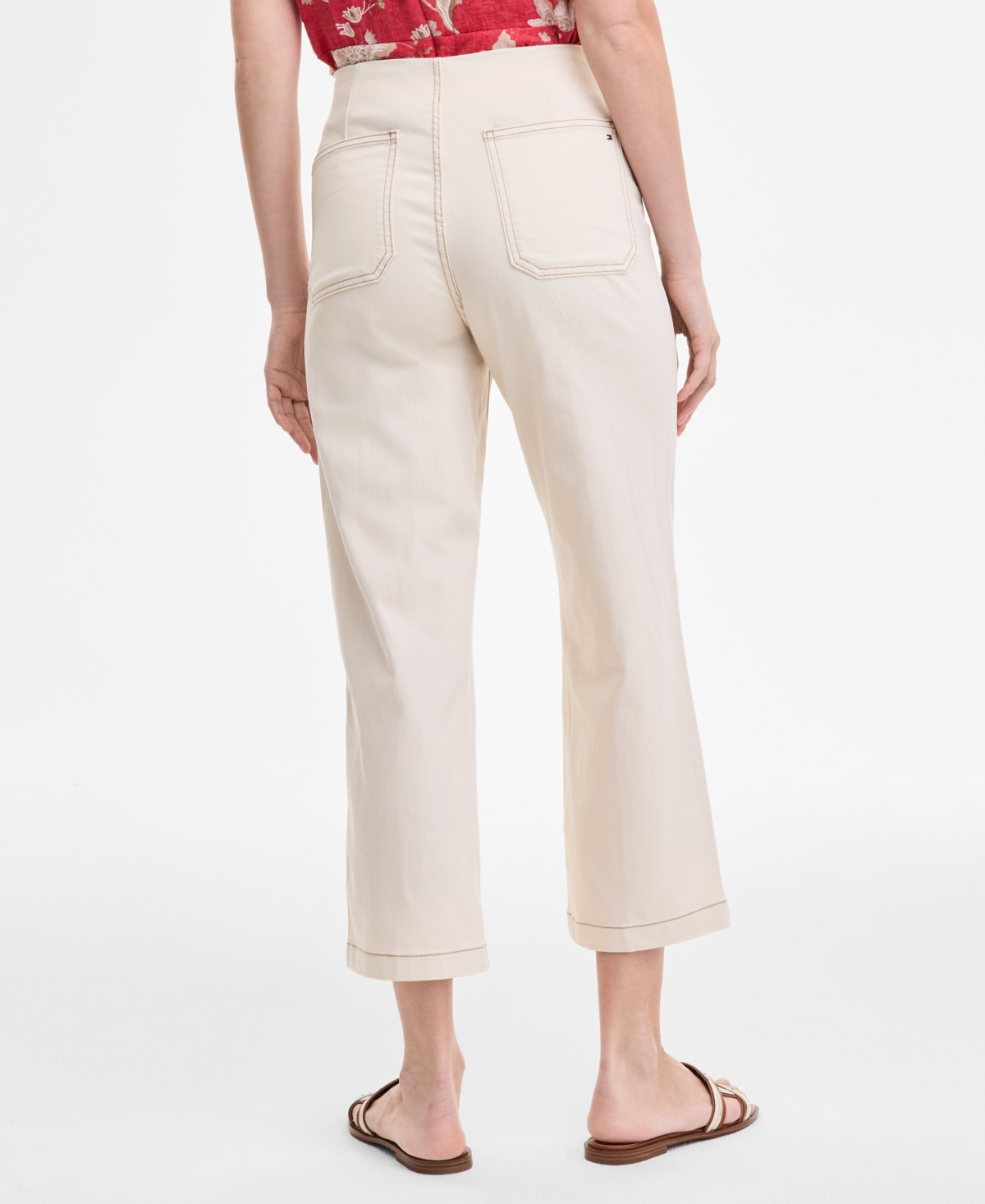 TOMMY HILFIGER WOMEN'S WIDE-LEG NO-WAISTBAND CROPPED DENIM JEANS 