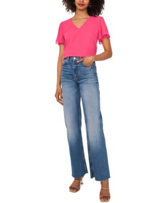売れ筋商品|||ヴィンスカムート カットソー トップス レディース Women's V-neck Tulip Sleeve Blouse New Ivory Vince Camuto Women's V-neck Tulip Sleeve Blouse - Macy's