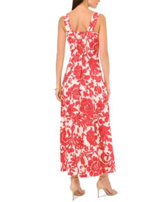 Women's Floral Square-Neck Smocked-Back Sleeveless Maxi Dress, XXS-3X