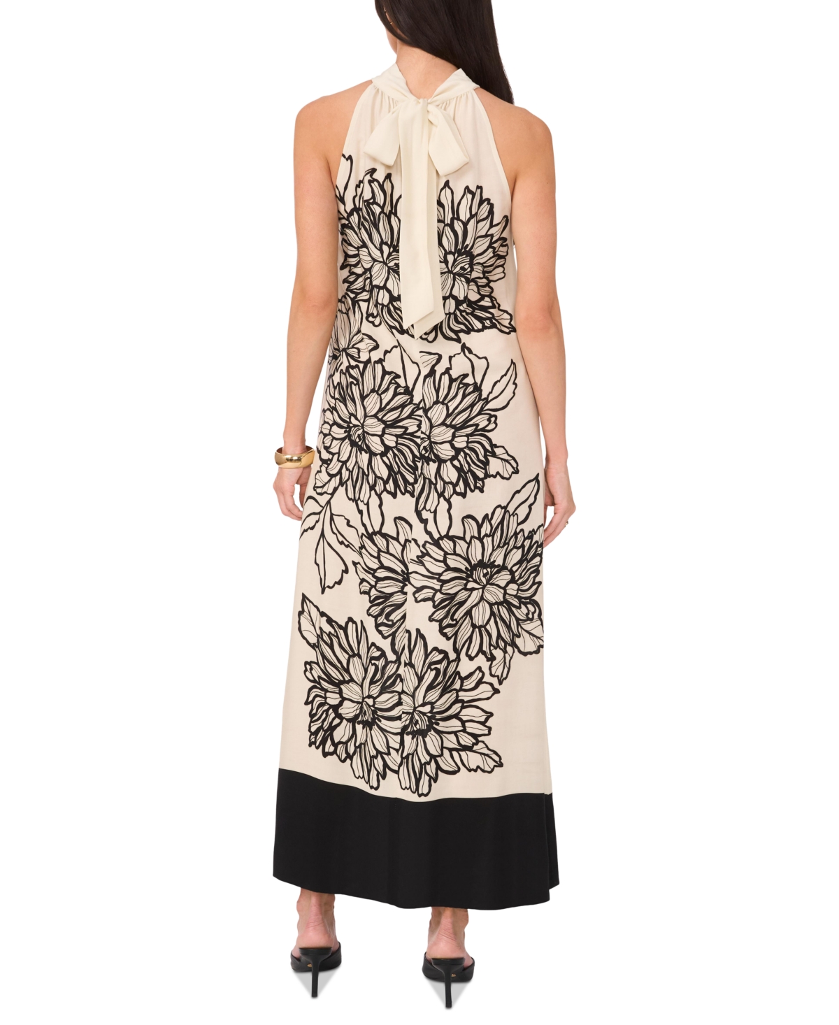 Shop Vince Camuto Women's Floral Halter Tie-back Maxi Dress