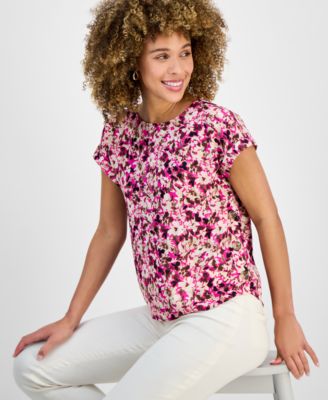 Women's Floral-Print Short-Sleeve Top